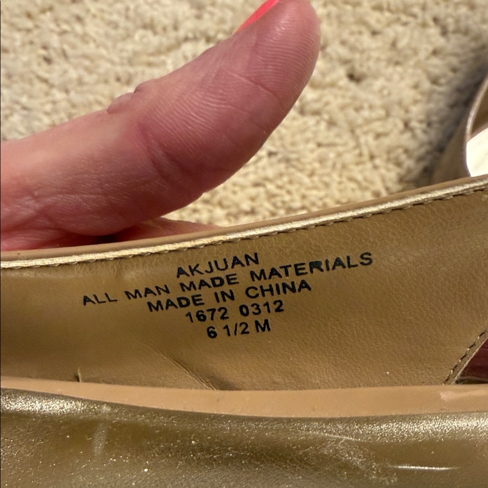 Anne Klein iflex Tan Peep-Toe Slingback Heels with gold accents - Picture 6 of 8